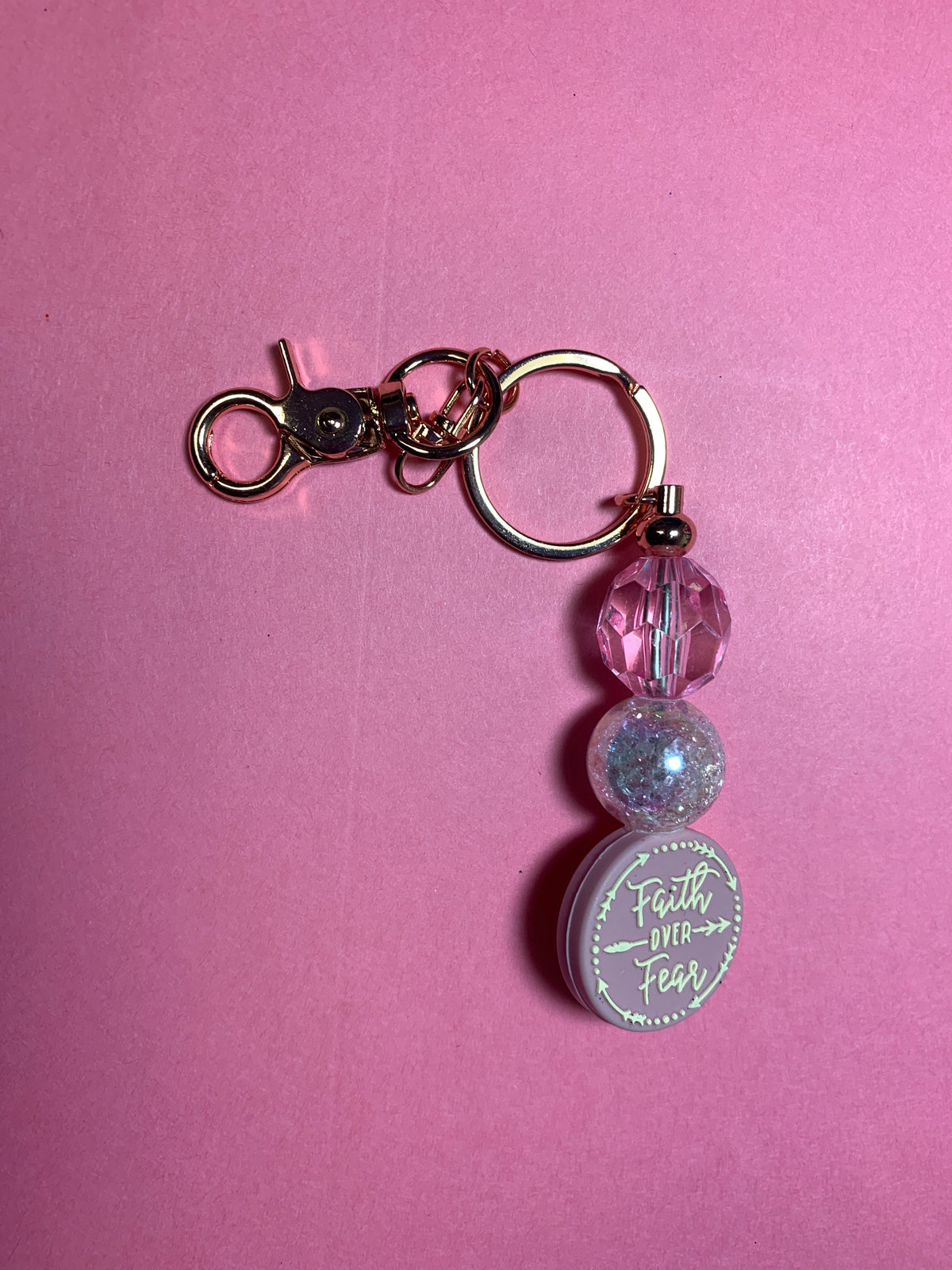 Rose Gold Faith Over Fear Keychain